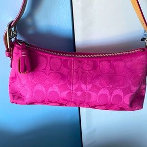 Fushia small purse 10”X 5”. Coach adjustable strap 7” to 8”.